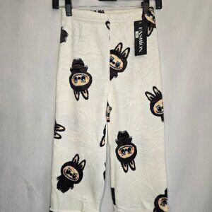 Kid's White Labubu Fleece Pajama Pant